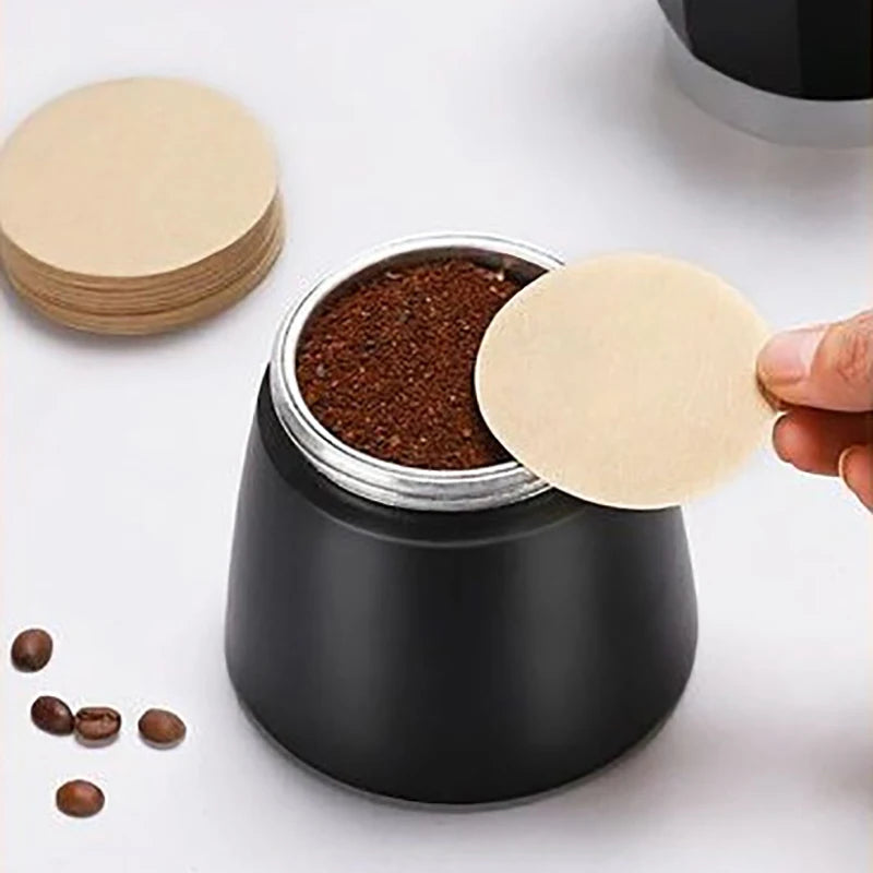 100Pcs Round Coffee Filter Paper 56mm 60mm 68mm for Espresso Coffee Maker V60 Dripper Moka Pot