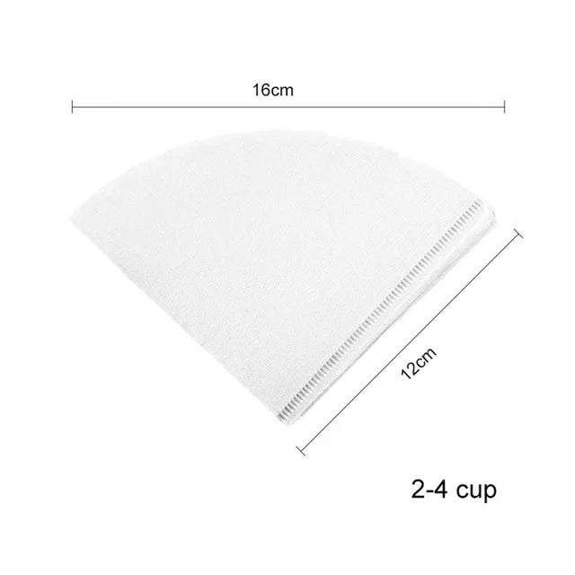 100pcs Coffee Filter Paper V-Shaped Wood Pulp Drip Pape