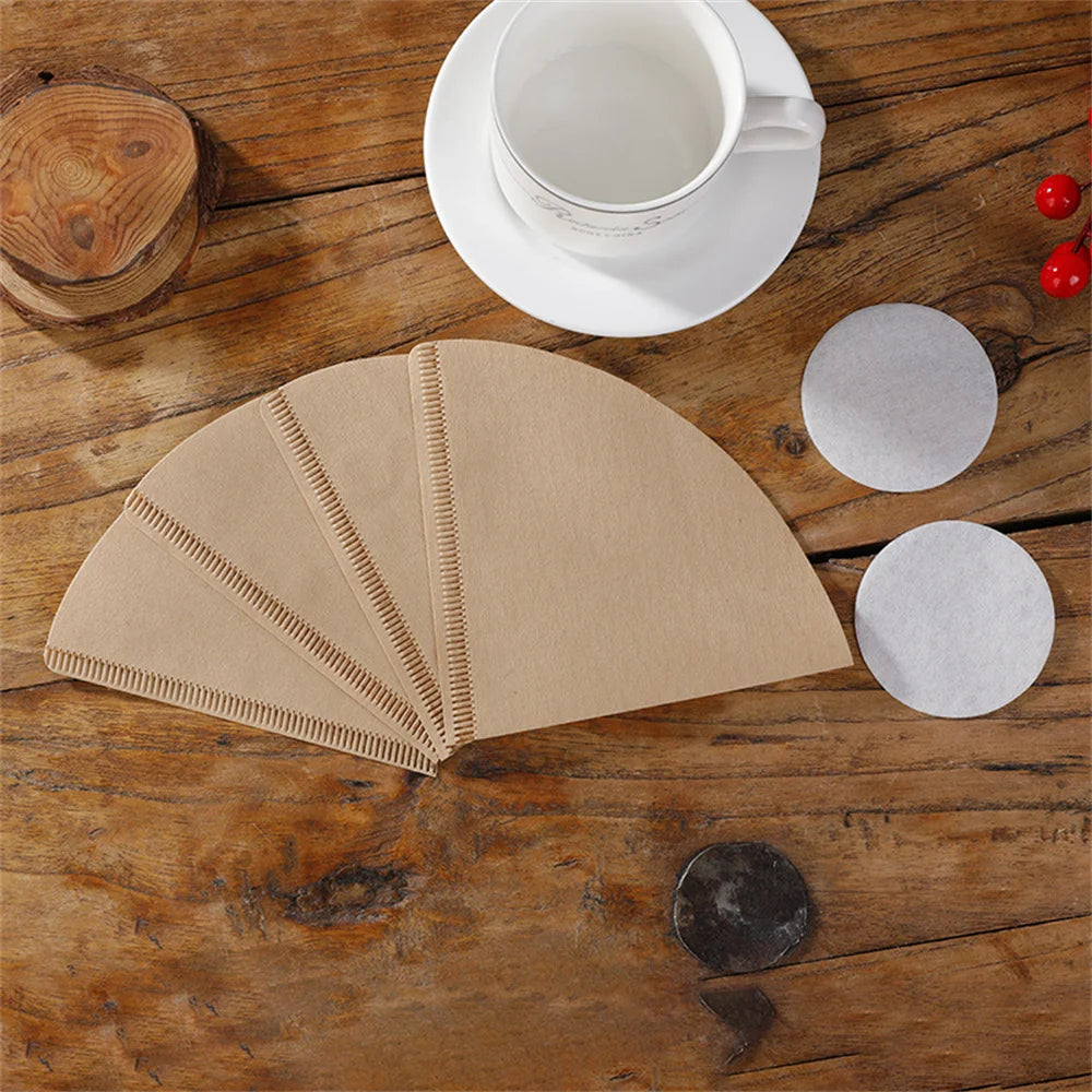 100pcs Coffee Filter Paper V-Shaped Wood Pulp Drip Pape