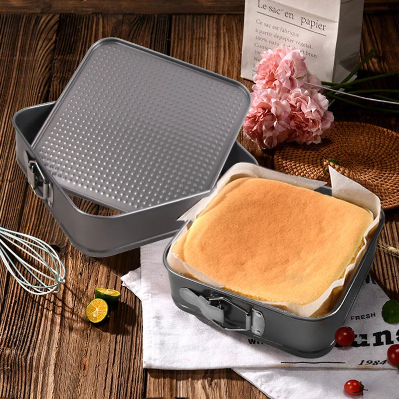 18-26cm Square Shape Cake Tins Mold Non-Stick Baking Bake Trays Pan Kitchen Dining Bar Bread Loaf Pate Toast Cakes Movable Pan