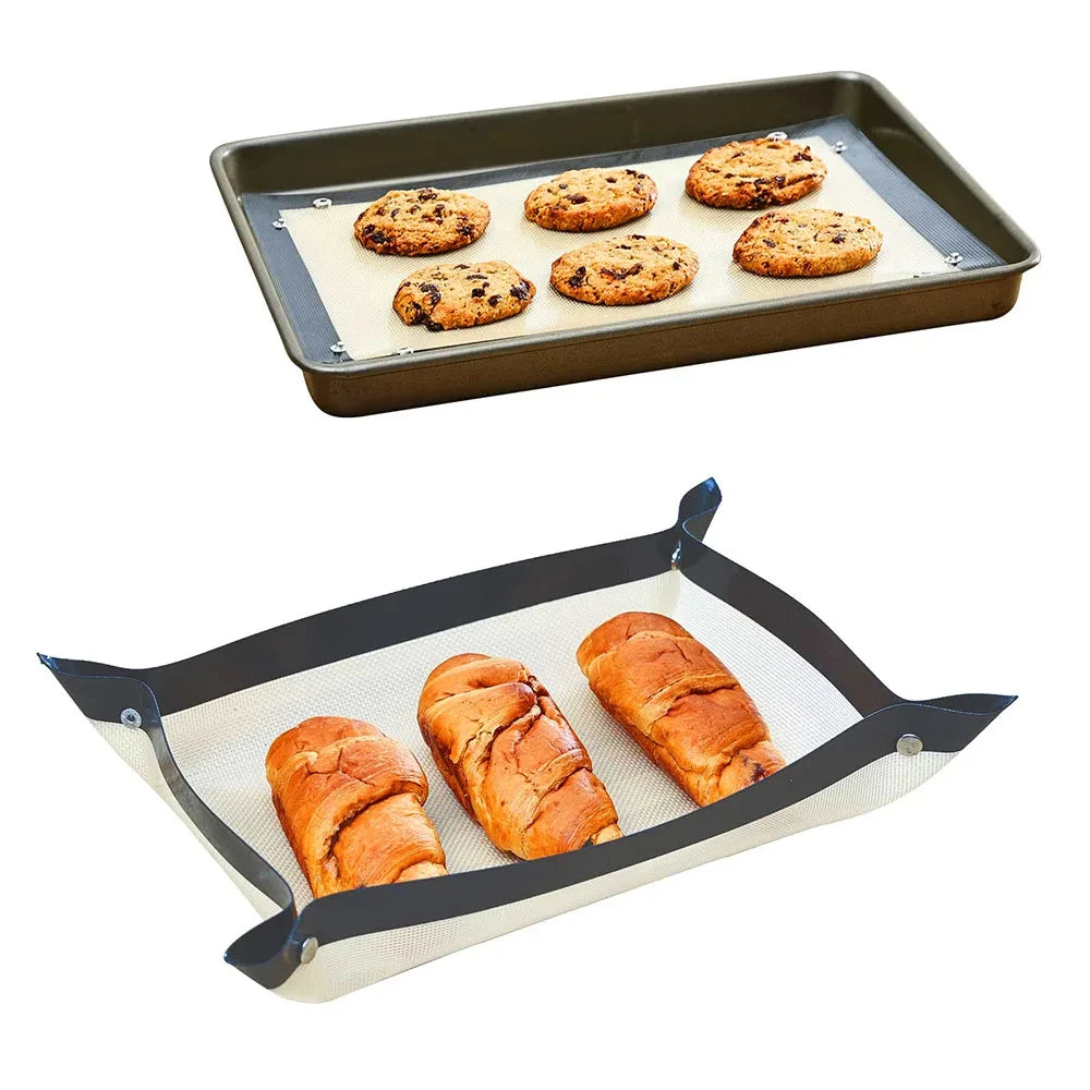 Baking mat silicone with cookies and bread