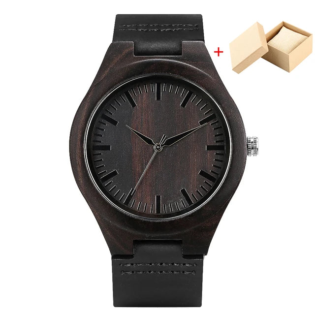 Classic Ebony Wood Quartz Men’s Watch