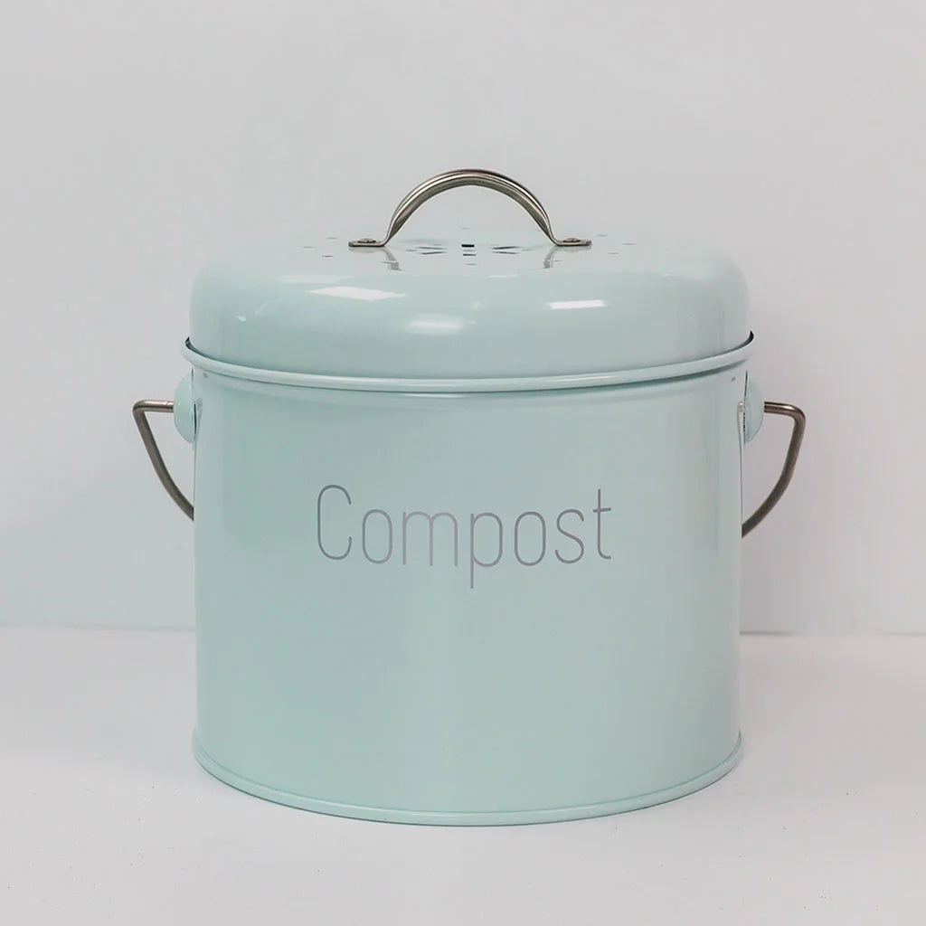 Metal Kitchen Compost Bin – Kitchen Countertop Trash Can with Lid for Food Scraps