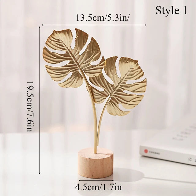 Miniature Figurines Wooden Ornaments Home Decoration Ginkgo Leaf Decoration Office Desktop Crafts