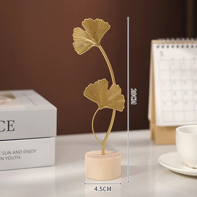 Miniature Figurines Wooden Ornaments Home Decoration Ginkgo Leaf Decoration Office Desktop Crafts