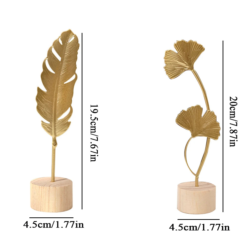 Miniature Figurines Wooden Ornaments Home Decoration Ginkgo Leaf Decoration Office Desktop Crafts