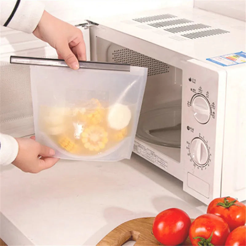 Bolsas de silicona - Bolsas de silicona reutilizables para alimentos, cierre hermético, bolsa para conservación de alimentos