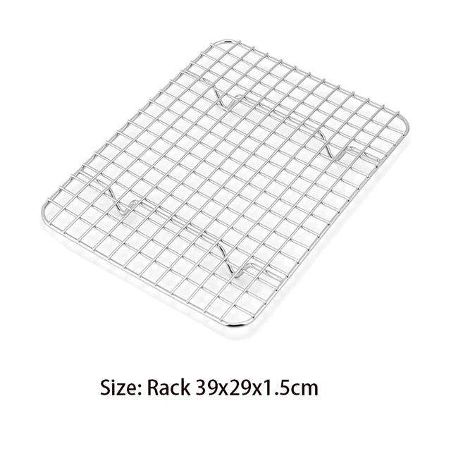 Plaque de cuisson en acier inoxydable avec grille de refroidissement amovible pour gâteau (ensemble de plats de cuisson)