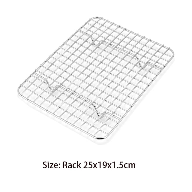 Plaque de cuisson en acier inoxydable avec grille de refroidissement amovible pour gâteau (ensemble de plats de cuisson)