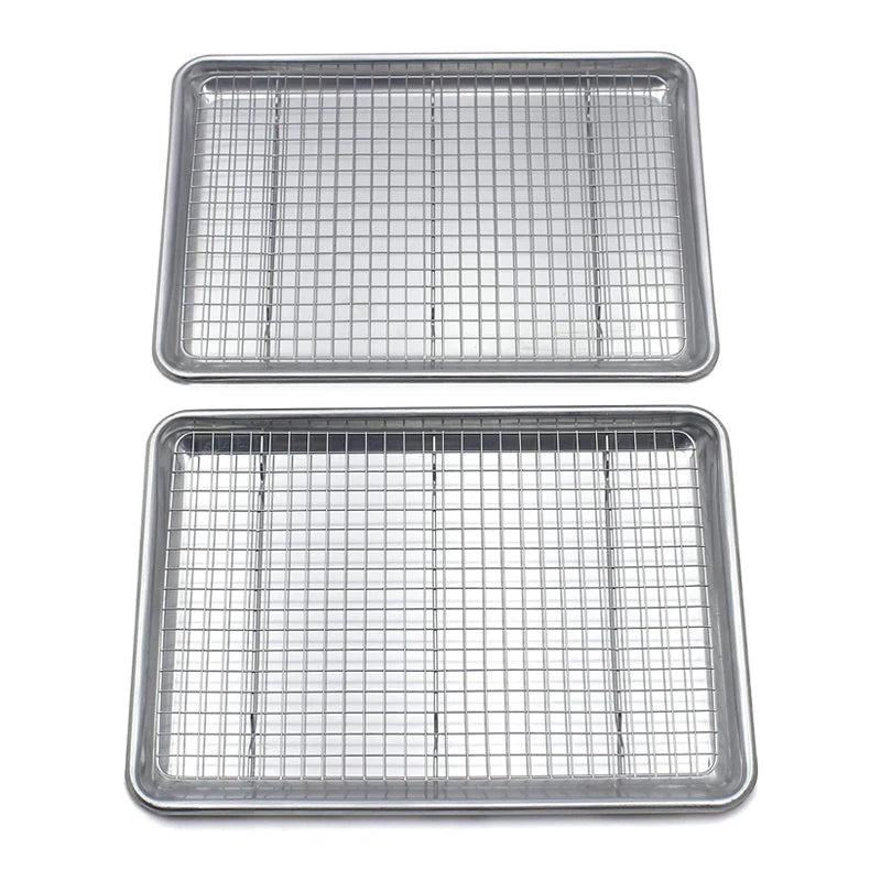 Plaque de cuisson en acier inoxydable avec grille de refroidissement amovible pour gâteau (ensemble de plats de cuisson)
