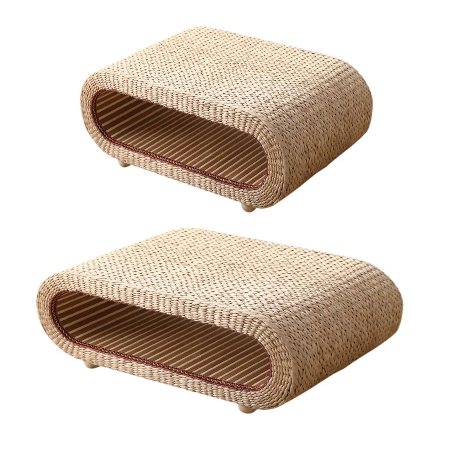 Straw Rattan Coffee Table – Vintage Design Multifunction Short Table