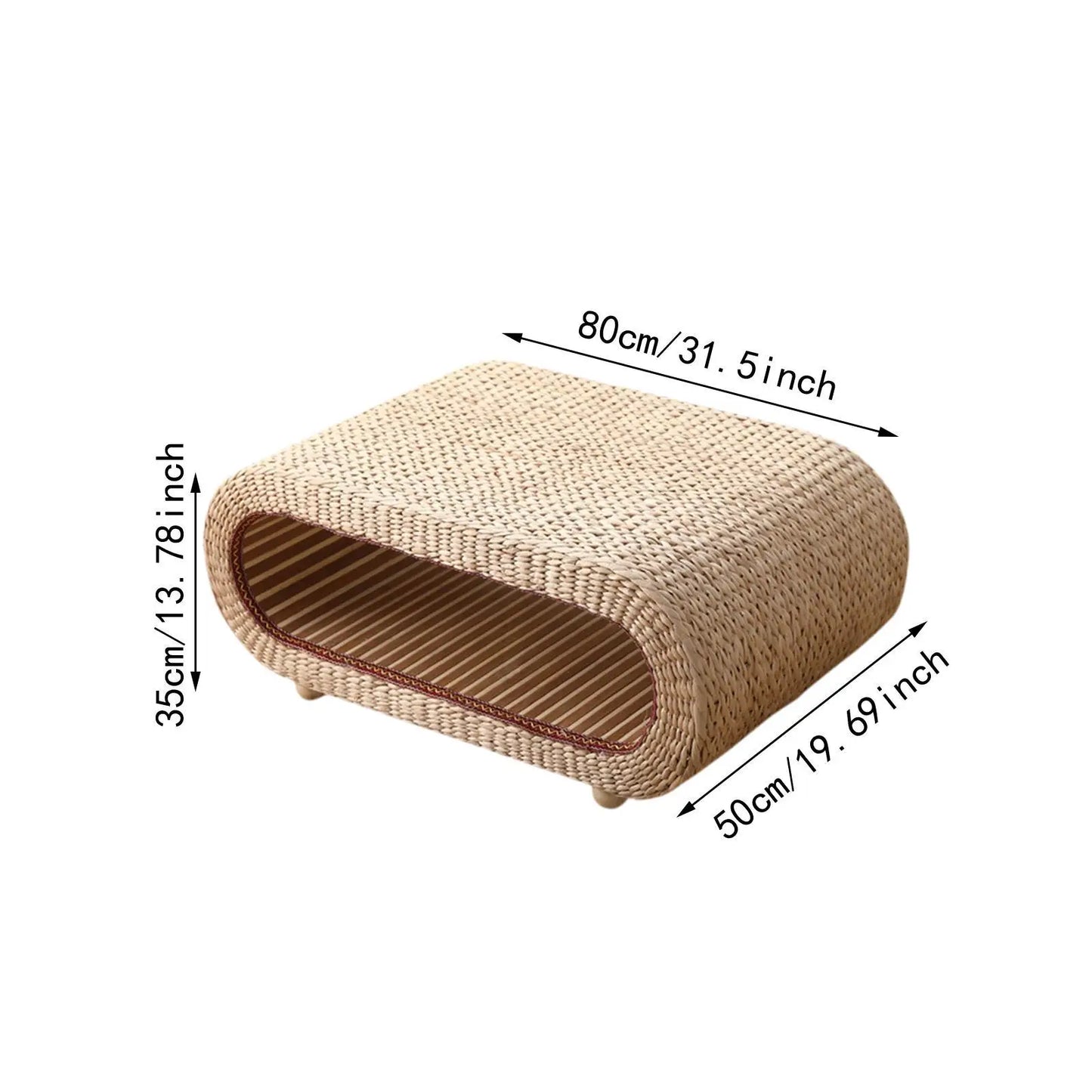 Straw Rattan Coffee Table – Vintage Design Multifunction Short Table