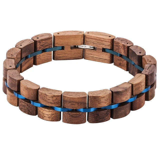 Vintage Wooden Mixed Stainless Steel Chain Wood Bracelet Men/Women