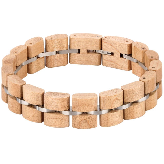 Vintage Wooden Mixed Stainless Steel Chain Wood Bracelet Men/Women