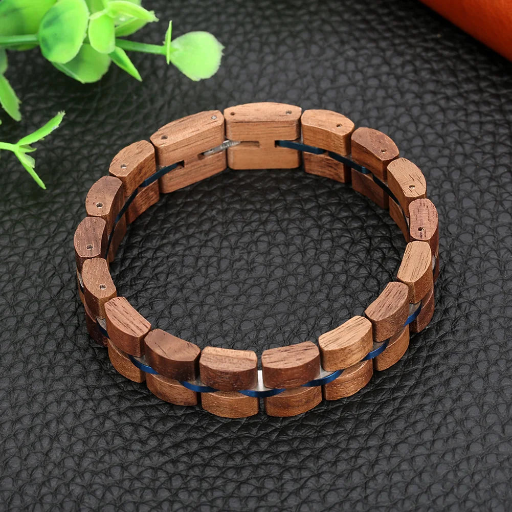 Vintage Wooden Mixed Stainless Steel Chain Wood Bracelet Men/Women