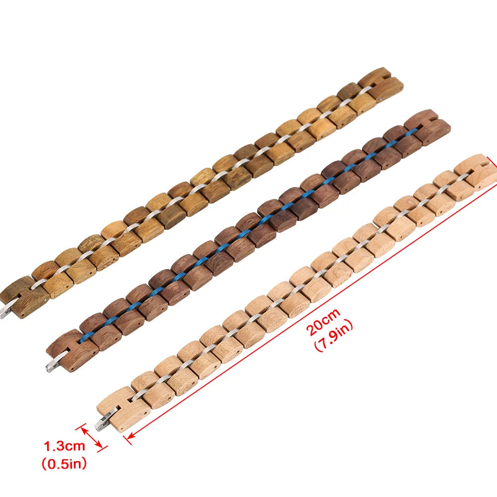 Vintage Wooden Mixed Stainless Steel Chain Wood Bracelet Men/Women