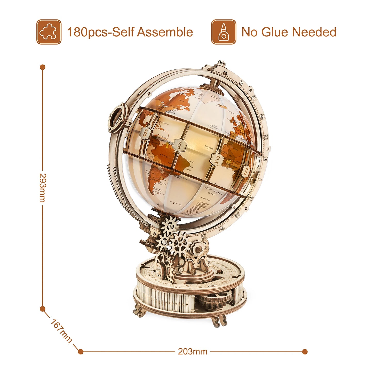 Wooden Globe Lamp 3D Puzzle Rotatable Globe Lamp – DIY Wooden Model Kit