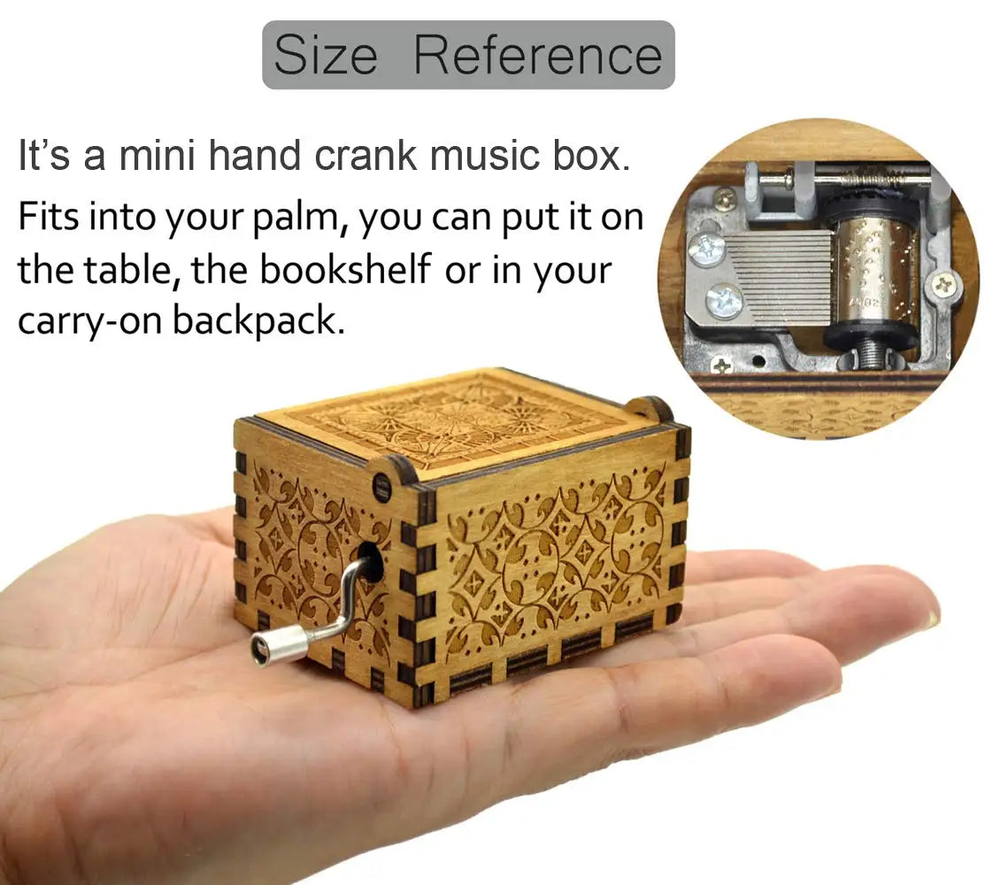 Wooden Hand-Cranked Music Box – "Can’t Help Falling in Love"