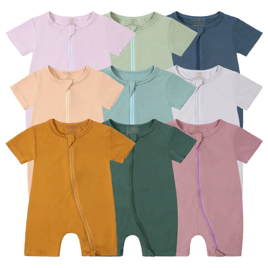 0-24M Bamboo Fiber Baby Romper (Toddler Clothing, Jumpsuit, Short Sleeve, Infant Pajamas Onesies, Solid Bodysuit for Newborn)