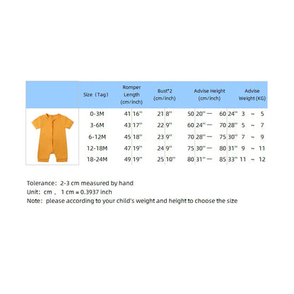 0-24M Bamboo Fiber Baby Romper (Toddler Clothing, Jumpsuit, Short Sleeve, Infant Pajamas Onesies, Solid Bodysuit for Newborn)