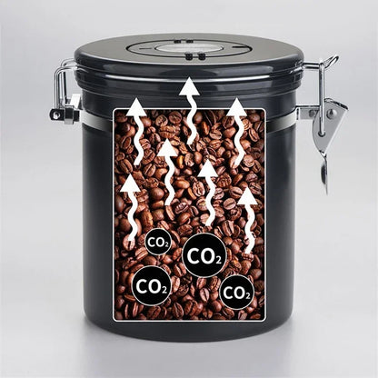 Coffee Storage Canister (1.8L Stainless Steel with Date Tracker)