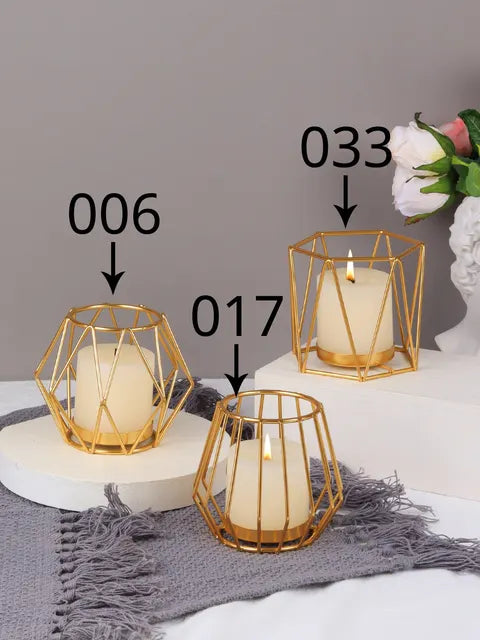 Nordic Gold Iron Candlestick Creative Home Model Room Hollowed Out Line Home Romantic Atmosphere Candlestick Decoration