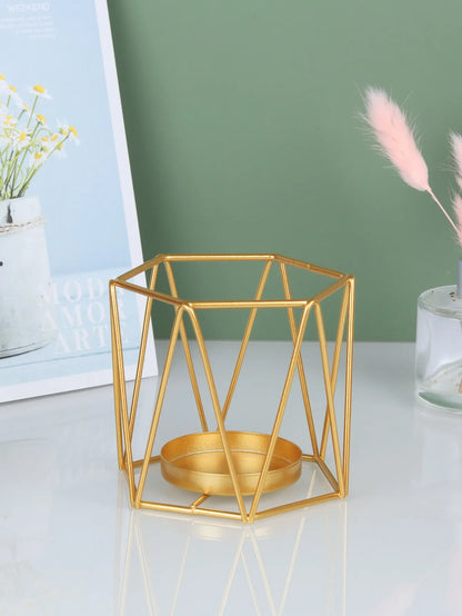 Nordic Gold Iron Candlestick Creative Home Model Room Hollowed Out Line Home Romantic Atmosphere Candlestick Decoration