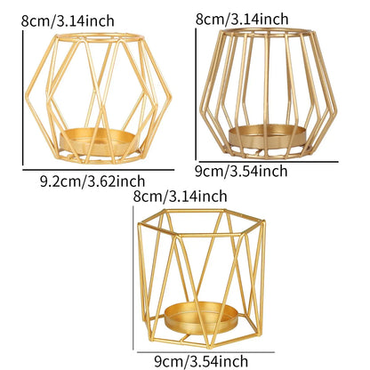 Nordic Gold Iron Candlestick Creative Home Model Room Hollowed Out Line Home Romantic Atmosphere Candlestick Decoration