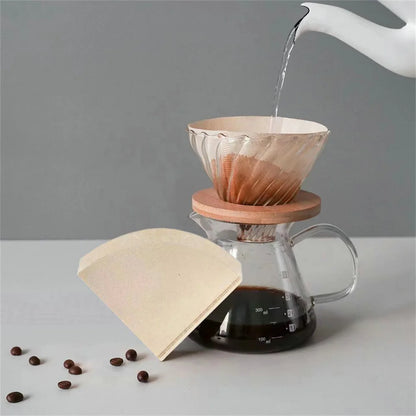 Lot de 100 filtres à café en papier en forme de V en pâte de bois