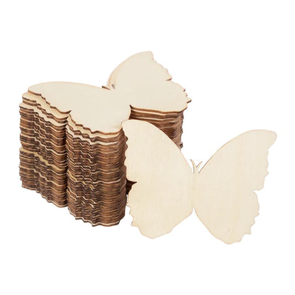 10pcs Unfinished Wooden Butterfly Blank Slice