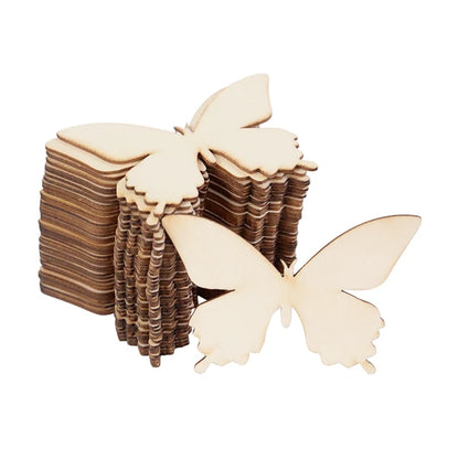 10pcs Unfinished Wooden Butterfly Blank Slice