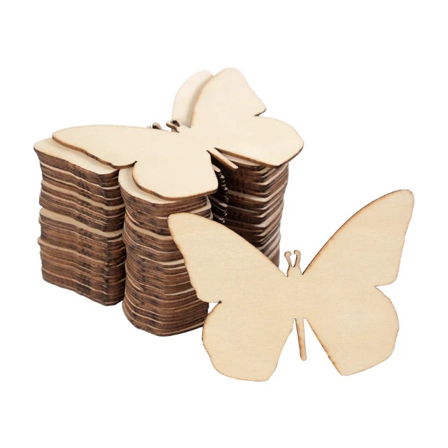 10pcs Unfinished Wooden Butterfly Blank Slice