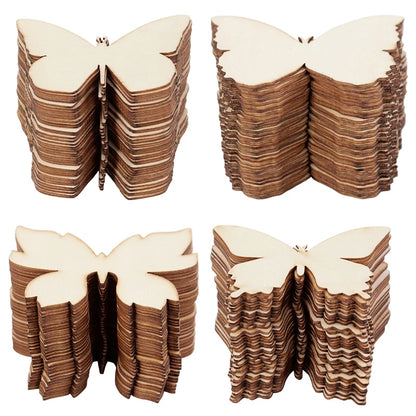 10pcs Unfinished Wooden Butterfly Blank Slice