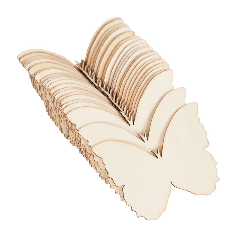 10pcs Unfinished Wooden Butterfly Blank Slice