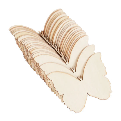 10pcs Unfinished Wooden Butterfly Blank Slice