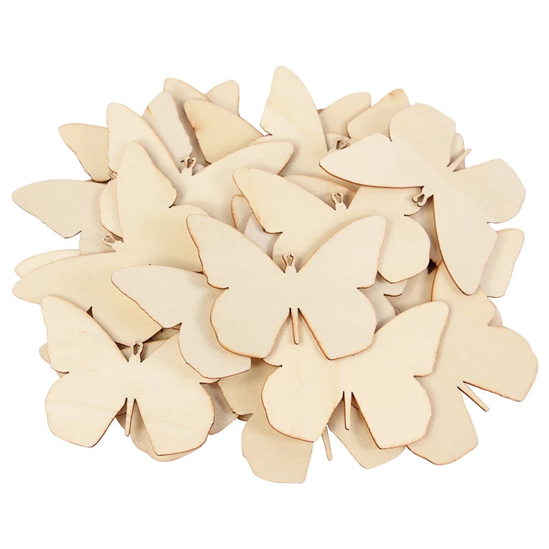 10pcs Unfinished Wooden Butterfly Blank Slice