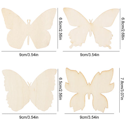 10pcs Unfinished Wooden Butterfly Blank Slice