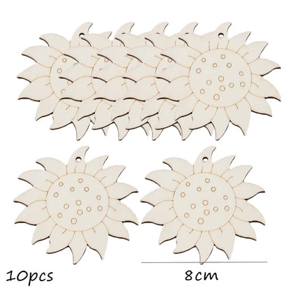 10pcs Spring Flower Wooden Ornament DIY Painting Hanging Pendants