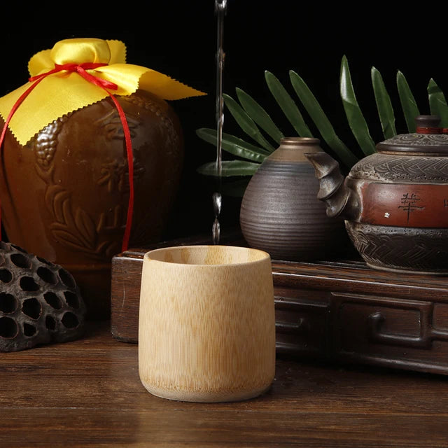 1PC Japanese Sake Cup Natural Bamboo Teacups Chinese Wooden Water Cup for Tea Wine Coffee Juice Drinking Mug Handmade