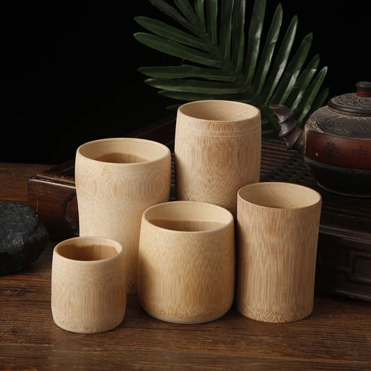 1PC Japanese Sake Cup Natural Bamboo Teacups Chinese Wooden Water Cup for Tea Wine Coffee Juice Drinking Mug Handmade