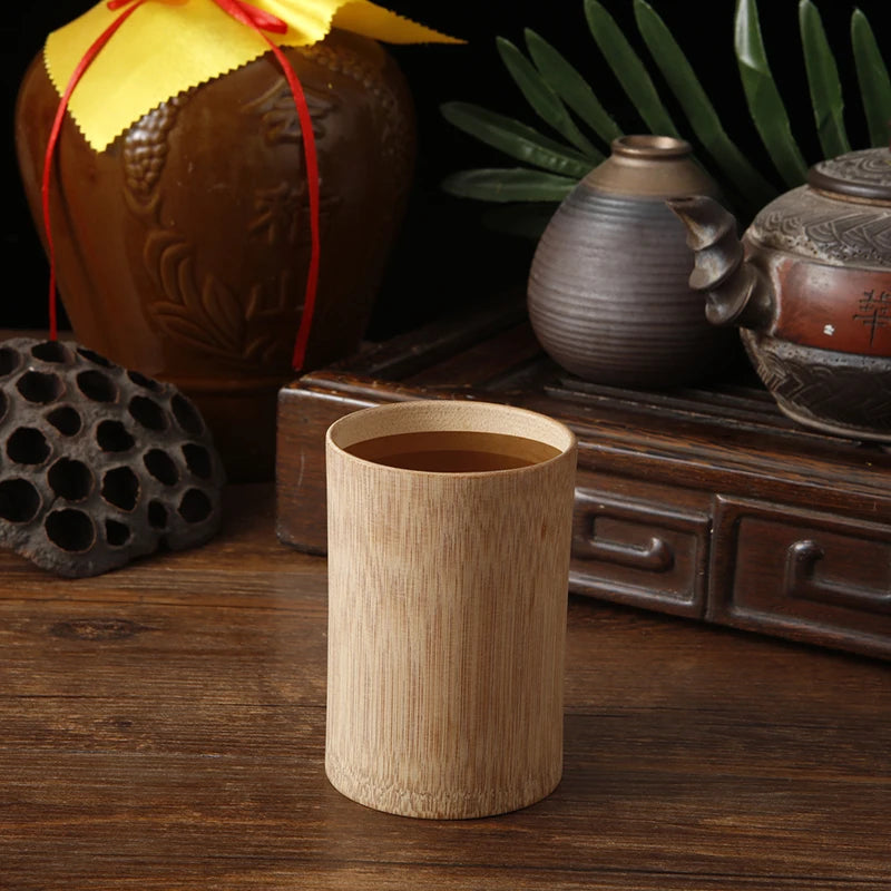 1 taza de sake japonesa, taza de té de bambú natural, taza de agua de madera china para té, vino, café, jugo, taza para beber hecha a mano