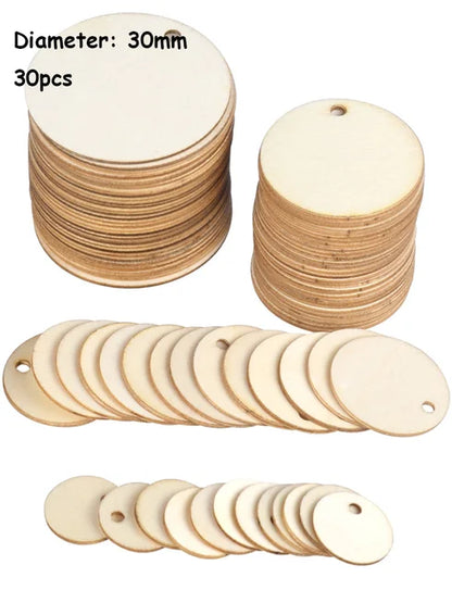 Natural Unfinished Round Wood Slices With Hole (20/30/40/50mm) – DIY Craft Discs