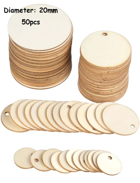 Natural Unfinished Round Wood Slices With Hole (20/30/40/50mm) – DIY Craft Discs