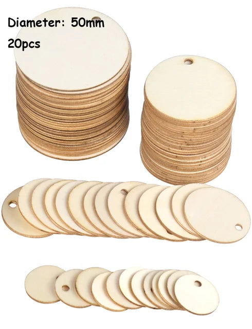 Natural Unfinished Round Wood Slices With Hole (20/30/40/50mm) – DIY Craft Discs