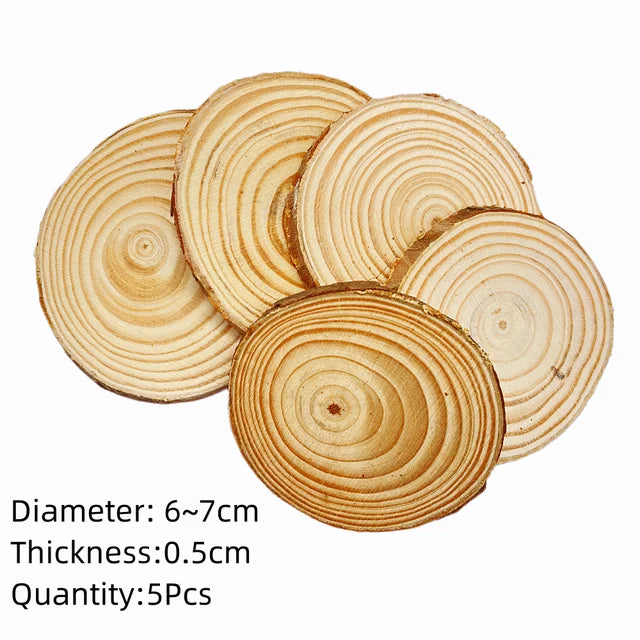 Natural Pine Round Unfinished Wood Slices with Tree Bark (3-12cm, 1 Pack)