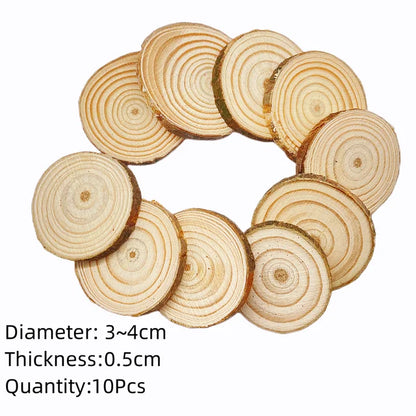 Natural Pine Round Unfinished Wood Slices with Tree Bark (3-12cm, 1 Pack)