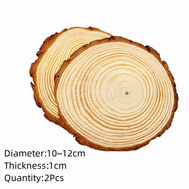 Natural Pine Round Unfinished Wood Slices with Tree Bark (3-12cm, 1 Pack)