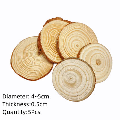 Natural Pine Round Unfinished Wood Slices with Tree Bark (3-12cm, 1 Pack)