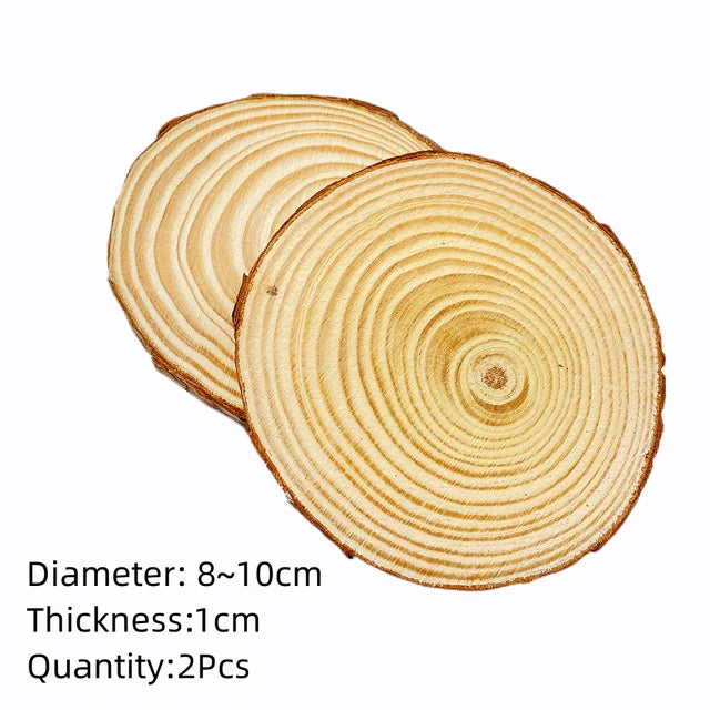 Natural Pine Round Unfinished Wood Slices with Tree Bark (3-12cm, 1 Pack)