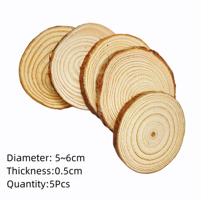 Natural Pine Round Unfinished Wood Slices with Tree Bark (3-12cm, 1 Pack)